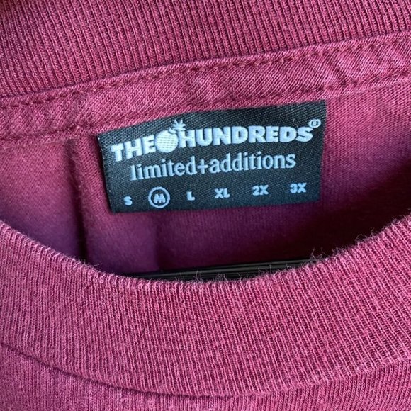 The Hundreds x limited additions Short Sleeve T-shirt Men's size M Maroon Red - Picture 3 of 5